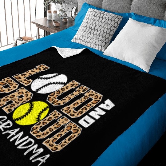 Loud And Proud Baseball Softball Grandma Ball Baby Blankets