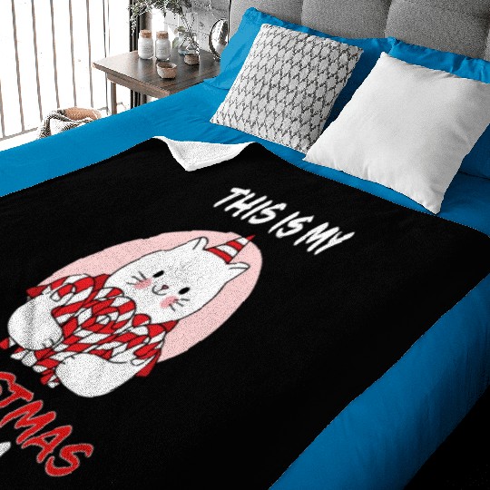 This Is My Christmas Pajama Cat In Candy Canes Baby Blankets