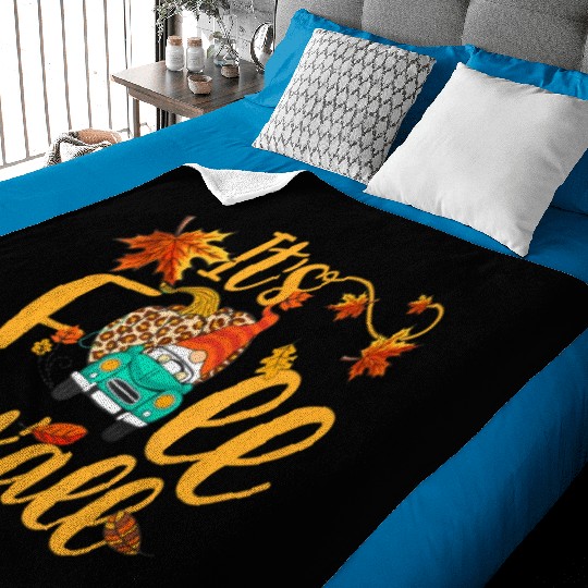 Autumn Gnome It's Fall Y'all Pumpkin Yellow Leaf Baby Blankets