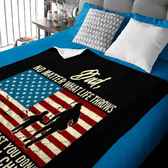 Dad Throws At You Liberal Child USA Flag Baby Blankets