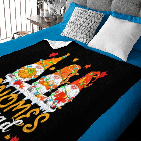 Gnomes Squad Cute Thanksgiving Light Autumn Three Baby Blankets