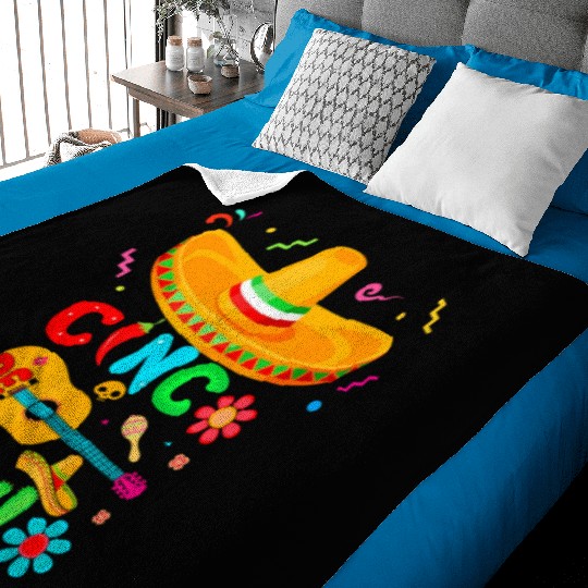 Cinco De Mayo Mexican Guitar Cactus for Boys Baby Blankets