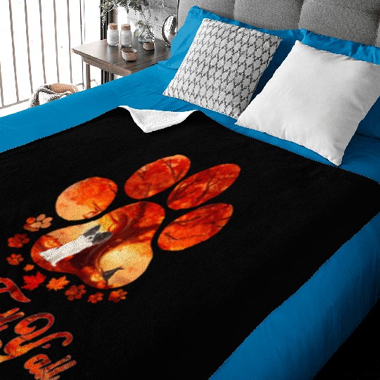 Papillon Paw Autumn Halloween It's Fall Y'all Baby Blankets