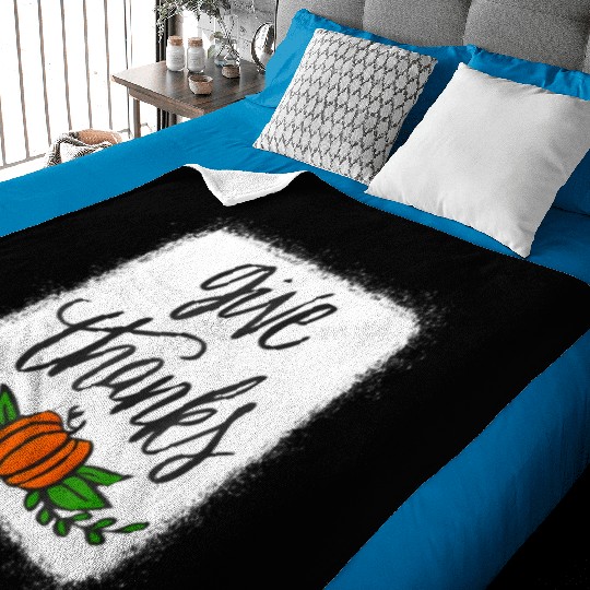 Give Thanks Pumpkin Harvest Fall Autumn Baby Blankets