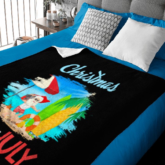 Christmas in July Santa Hawaiian Summer Hawaii Baby Blankets