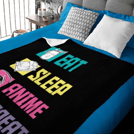 Eat Sleep Anime Repeat funny Baby Blankets
