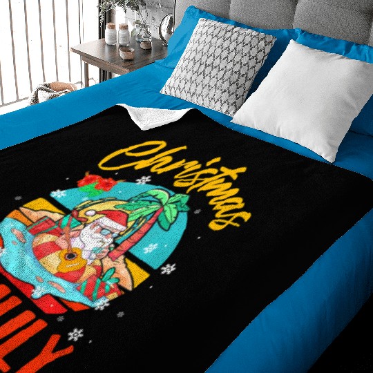 Christmas In July Hawaiian Santa Relaxing On Baby Blankets