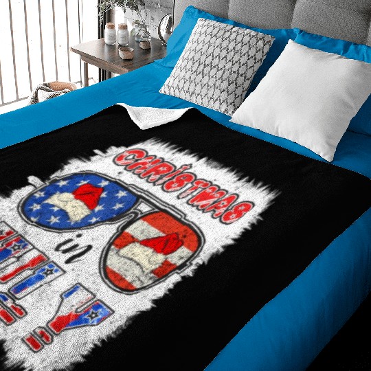 Christmas in July Santa Hat Sunglasses Summer Baby Blankets