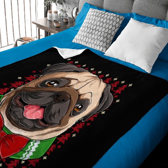 Pug Dog Matching Family Pajamas Pug Dog Tree Cool Baby Blankets