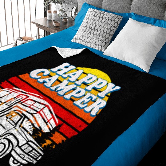 Happy Camper Funny Camping Lover Baby Blankets