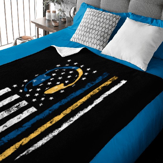Gold Blue Line 911 Police Dispatcher First Baby Blankets