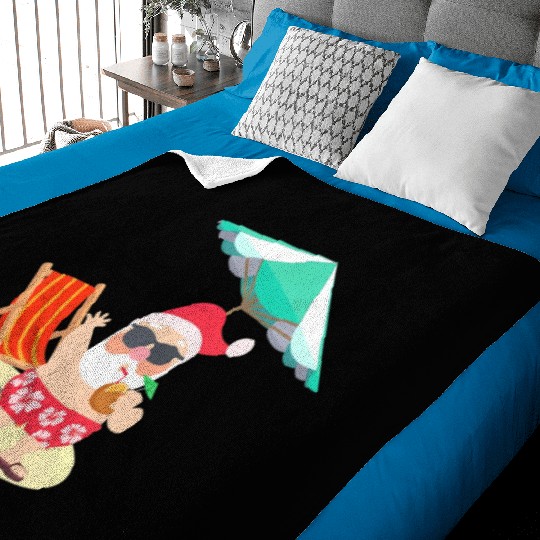 Santa Claus Beach Funny Summer Christmas In July Baby Blankets