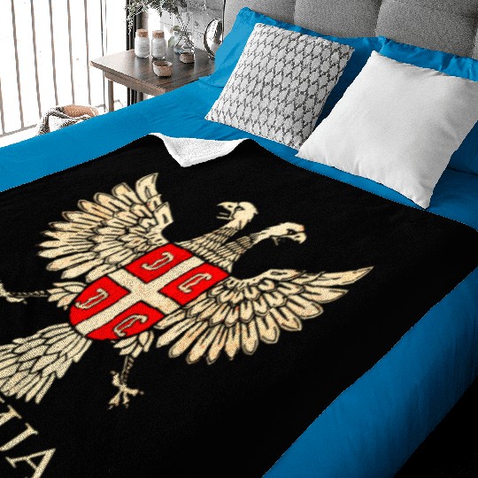 Serbia Srbija Serbian Serb Eagle Flag Cccc Cyrilli Baby Blankets