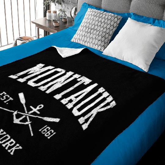 Montauk Ny Crossed Oars Boat Anchor Sports Baby Blankets