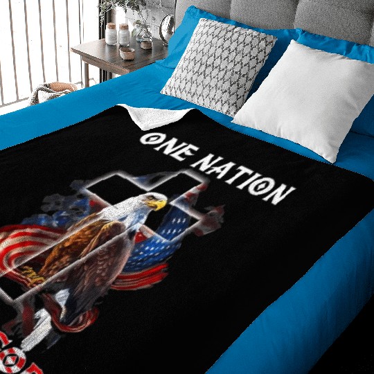 One Nation Under God Jesus Usa Cross Bald Eagle Baby Blankets