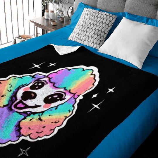 Rainbow Poodle Dog Lover Puppy Baby Blankets