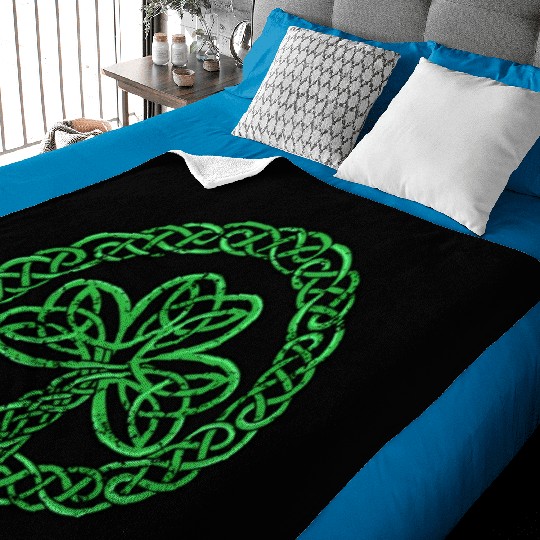 Celtic Knot Irish Shamrock 3 Leaf C St Pats Baby Blankets