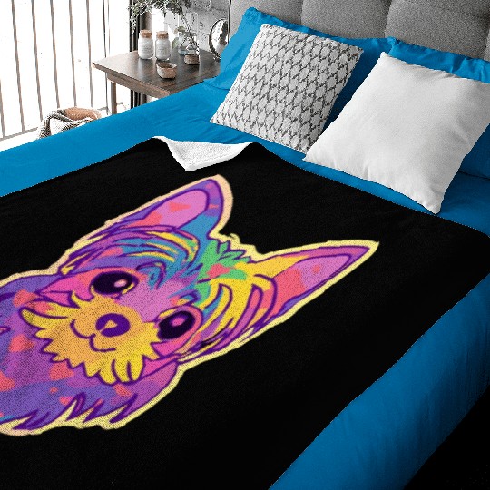 Yorkshire Terrier Rainbow Dog Lover Yorkie Baby Blankets