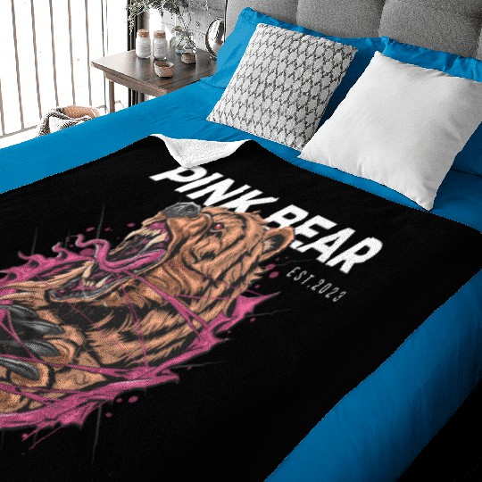 Pink Bear Baby Blankets