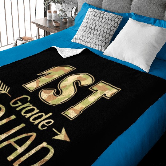 1st Grade Squad Teacher & Student Camo Back To Baby Blankets