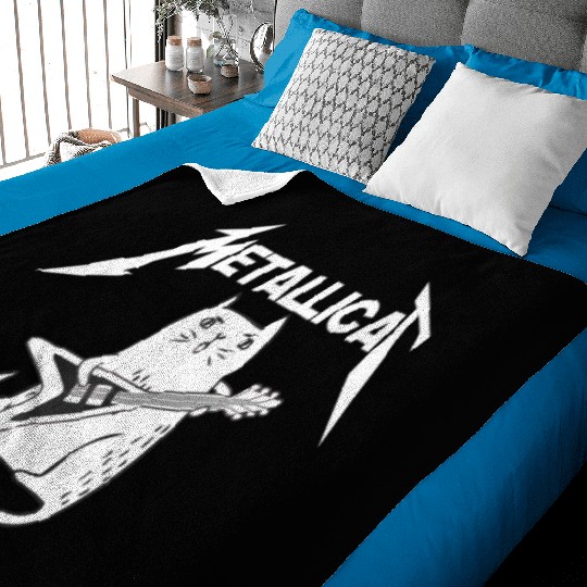 Mettalicat Rock Band Guitar Funny Christmas Baby Blankets