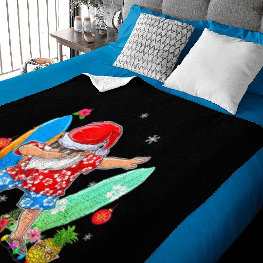 Dabbing Santa Christmas In July Hawaiian Xmas Baby Blankets