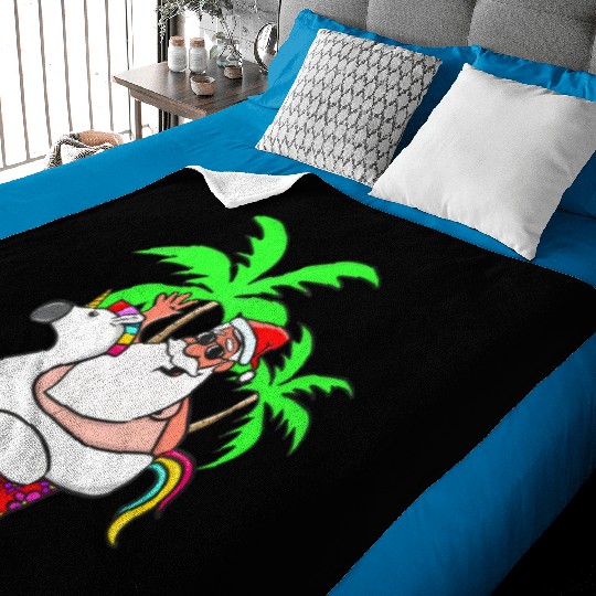 Christmas In July Santa on Vacation Unicorn Pool Baby Blankets