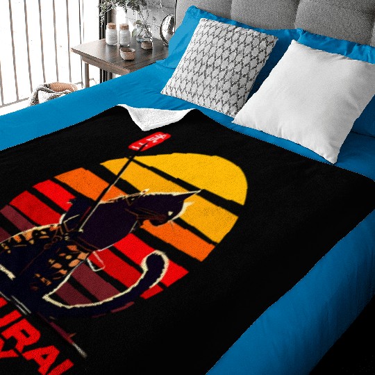 Fierce Meets Fabulous Samurai Kitty Baby Blankets