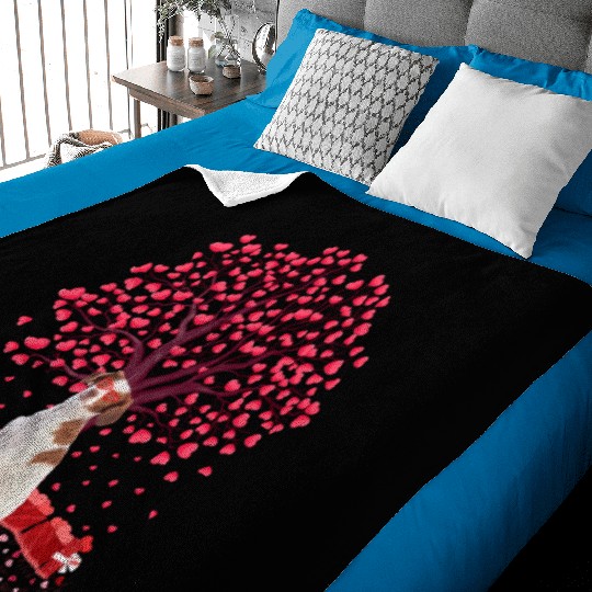 Heart Tree Brittany Spaniel Dog Valentine'S Day Baby Blankets