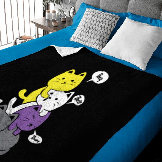 Nonbinary They Their Them Meow Non-Binary Flag Baby Blankets