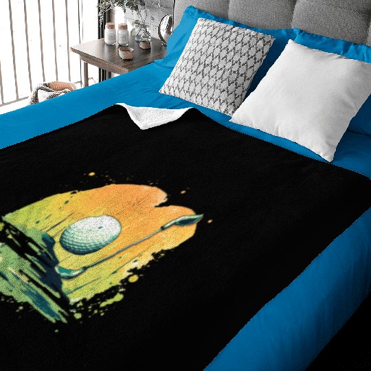 Golfing Golf Club Putter Golf Ball Watercolor Baby Blankets