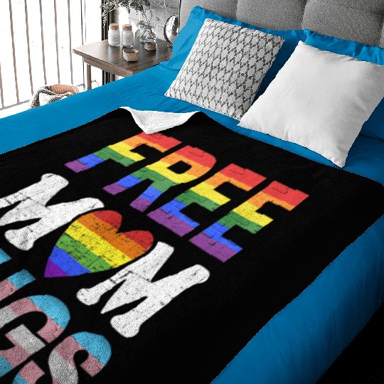 Free Mom Hugs LGBT Pride Free Brother Hugs Baby Blankets