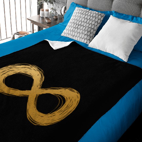 Golden Infinity Neurodiversity Symbol Autism Aware Baby Blankets
