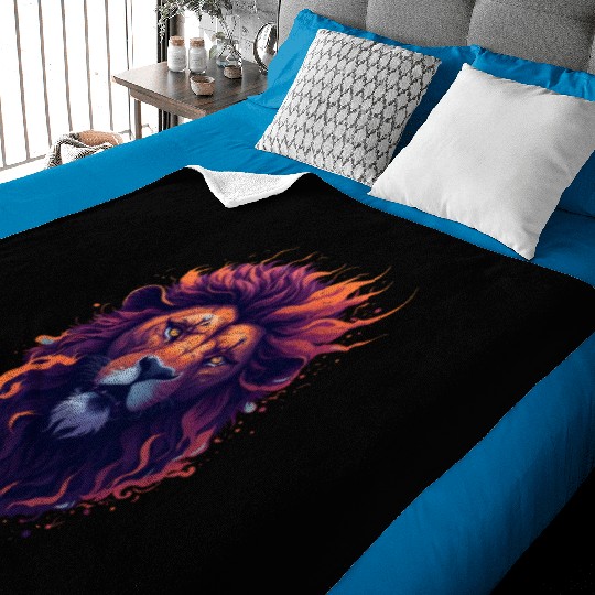 Fiery Lion Head Beautiful Lion Baby Blankets