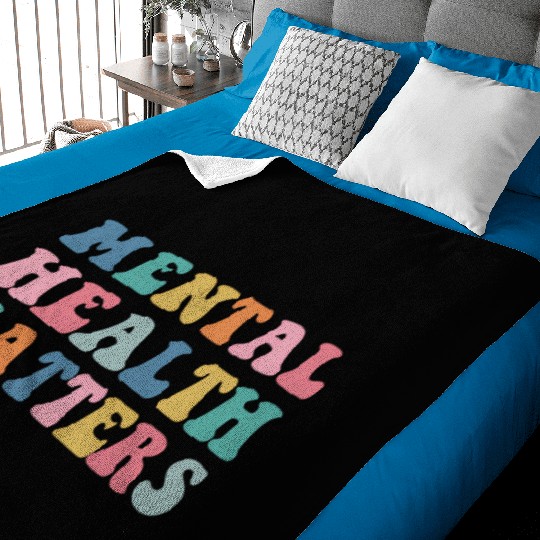 Mental Health Matters Colorful Aesthetic Preppy Baby Blankets