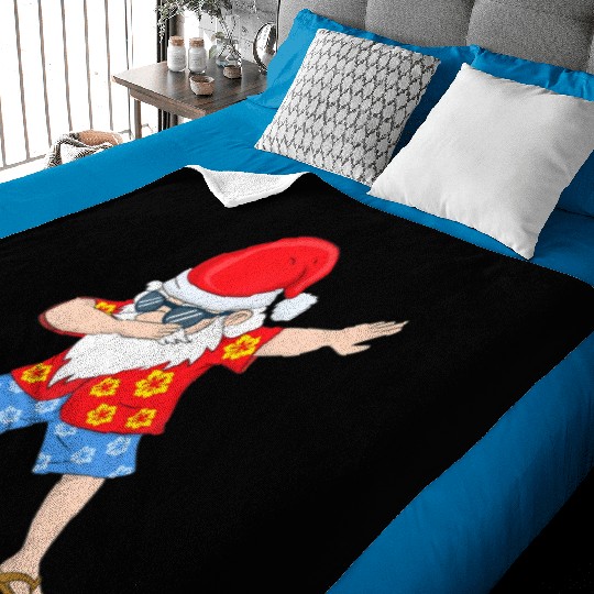 Christmas in July Santa Hawaiian Dabbing Santa Baby Blankets