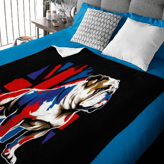 British Bulldog With Union Jack Flag King Charles Baby Blankets