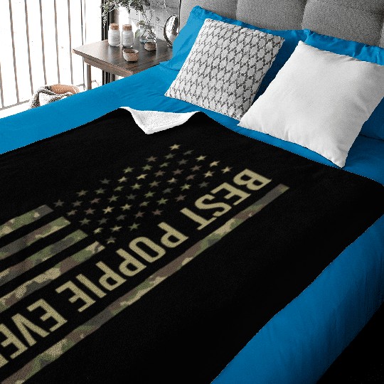 Best Poppie Ever Us American Flag Camo For Baby Blankets