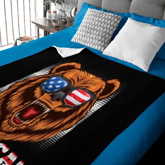Merica Independence Day American Bear USA Party Baby Blankets