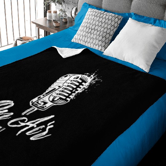 On Air Vintage Microphone For Podcast Radio Baby Blankets