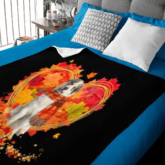 Great Pyrenees With Heart Made Of Autumn Leaves Baby Blankets