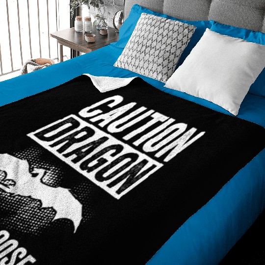 Caution dragon on the loose Baby Blankets