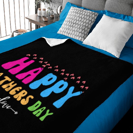 Happy Fathers Day i love you dad Heart Daddy funny Baby Blankets