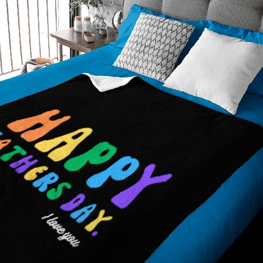 Happy Fathers Day i love you dad Heart Daddy funny Baby Blankets