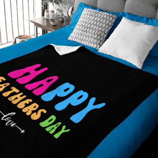 Happy Fathers Day i love you dad Heart Daddy funny Baby Blankets