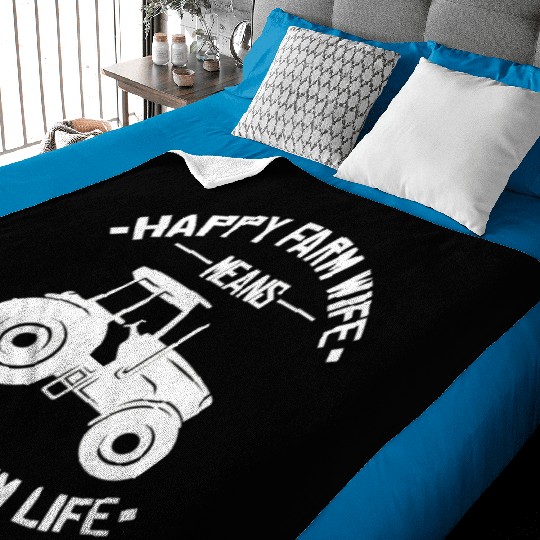 Happy Farm Life Funny Tractor Farmer Baby Blankets