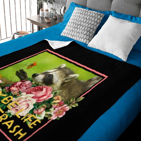 Maybe life isn't trash Vintage Floral Raccoon Baby Blankets