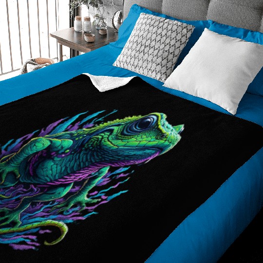 Neon Lizard Colourful Baby Blankets