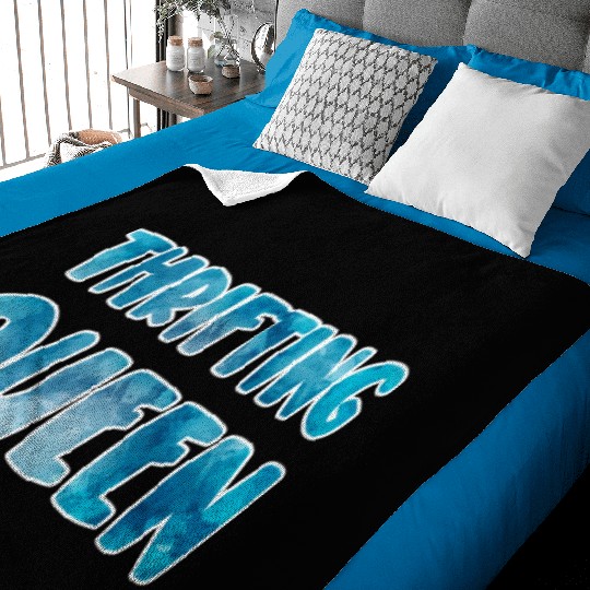 Thrifting Queen blue watercolor Baby Blankets