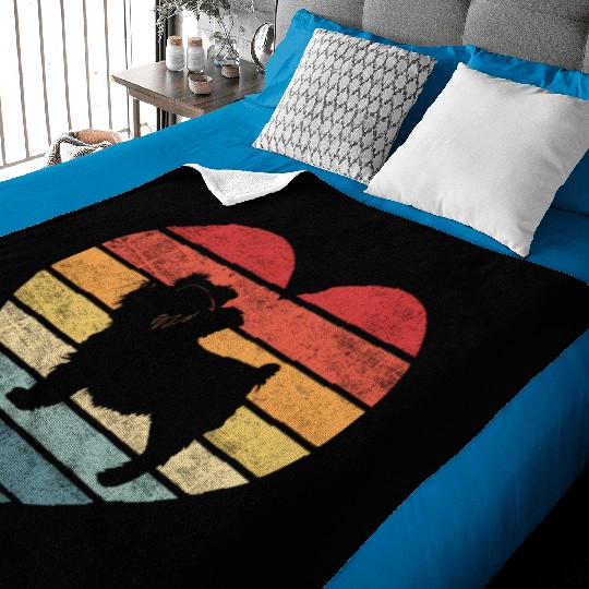 Yorkie Lover Retro Sunset Silhouette Baby Blankets